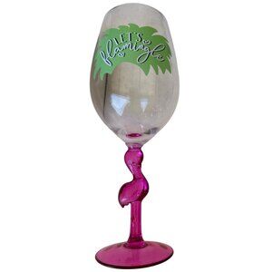 1-pc. Flamingo Theme 16 oz. Wine Glass w/Translucent Flamingo Stem 9" Tall (NWB)